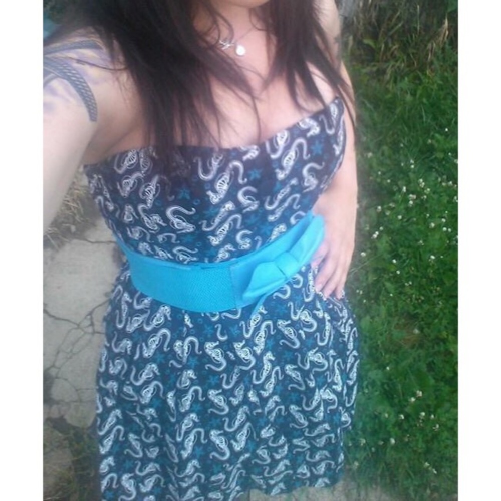 Seahorse Print Strapless Dress